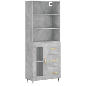 vidaXL Buffet haut Gris béton 69,5x34x180 cm Bois d'ingénierie pas cher