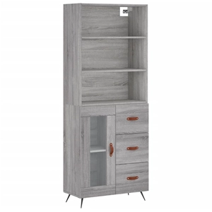 vidaXL Buffet haut Sonoma gris 69,5x34x180 cm Bois d'ingénierie pas cher