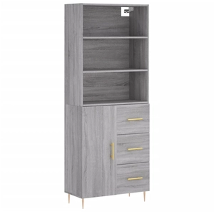 vidaXL Buffet haut Sonoma gris 69,5x34x180 cm Bois d'ingénierie pas cher