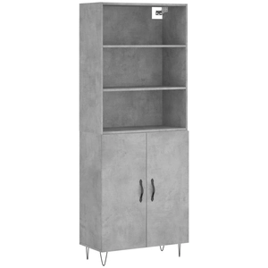 vidaXL Buffet haut Gris béton 69,5x34x180 cm Bois d'ingénierie pas cher