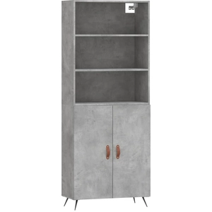 vidaXL Buffet haut Gris béton 69,5x34x180 cm Bois d'ingénierie pas cher
