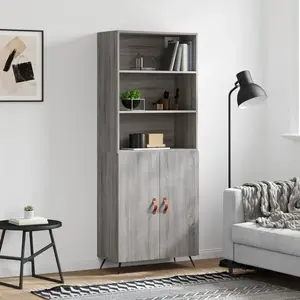 vidaXL Buffet haut Sonoma gris 69,5x34x180 cm Bois d'ingénierie pas cher
