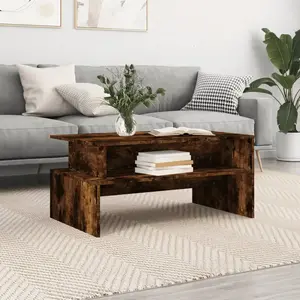 vidaXL Vidaxl Table Basse Chêne Fumé 90x55x42,5 Cm Bois D'ingénierie pas cher