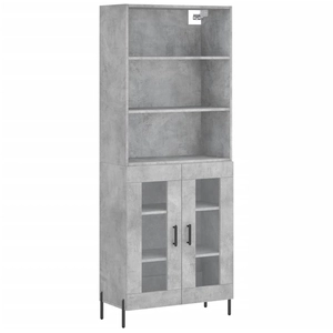 vidaXL Buffet haut Gris béton 69,5x34x180 cm Bois d'ingénierie pas cher