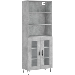 vidaXL Buffet haut Gris béton 69,5x34x180 cm Bois d'ingénierie pas cher