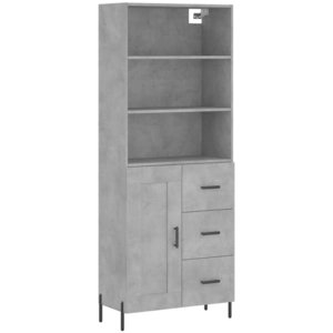 vidaXL Buffet haut Gris béton 69,5x34x180 cm Bois d'ingénierie pas cher