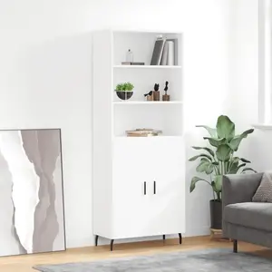 vidaXL Buffet haut Blanc 69,5x34x180 cm Bois d'ingénierie pas cher