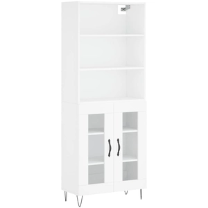 vidaXL Buffet haut Blanc 69,5x34x180 cm Bois d'ingénierie pas cher