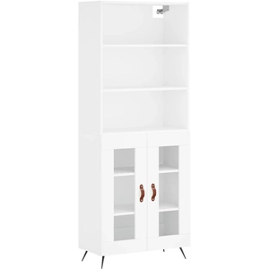 vidaXL Buffet haut Blanc 69,5x34x180 cm Bois d'ingénierie pas cher