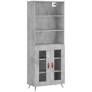 vidaXL Buffet haut Gris béton 69,5x34x180 cm Bois d'ingénierie pas cher