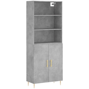 vidaXL Buffet haut Gris béton 69,5x34x180 cm Bois d'ingénierie pas cher