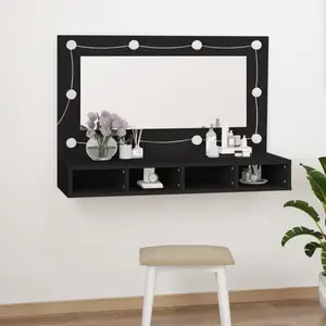 vidaXL Armoire à miroir avec LED noir 90x31,5x62 cm pas cher