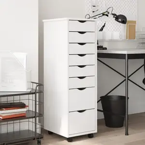 vidaXL Armoire roulante avec tiroirs MOSS blanc bois de pin solide pas cher