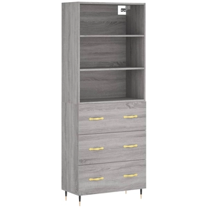 vidaXL Buffet haut Sonoma gris 69,5x34x180 cm Bois d'ingénierie pas cher