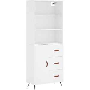 vidaXL Buffet haut Blanc 69,5x34x180 cm Bois d'ingénierie pas cher