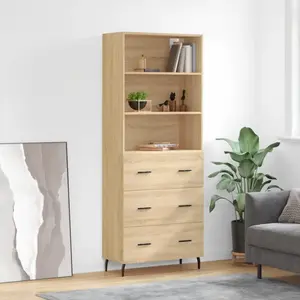 vidaXL Buffet haut Chêne sonoma 69,5x34x180 cm Bois d'ingénierie pas cher