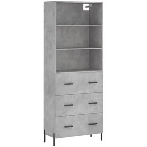 vidaXL Buffet haut Gris béton 69,5x34x180 cm Bois d'ingénierie pas cher