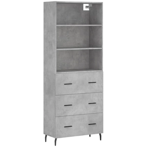 vidaXL Buffet haut Gris béton 69,5x34x180 cm Bois d'ingénierie pas cher