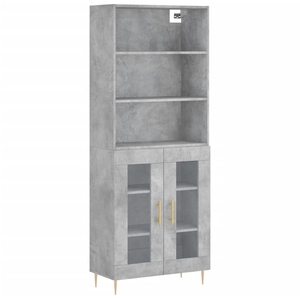 vidaXL Buffet haut Gris béton 69,5x34x180 cm Bois d'ingénierie pas cher