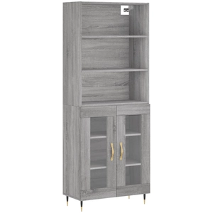 vidaXL Buffet haut Sonoma gris 69,5x34x180 cm Bois d'ingénierie pas cher