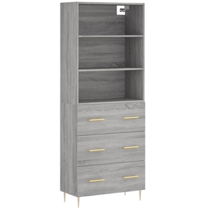 vidaXL Buffet haut Sonoma gris 69,5x34x180 cm Bois d'ingénierie pas cher