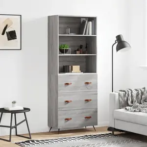 vidaXL Vidaxl Buffet Haut Sonoma Gris 69,5x34x180 Cm Bois D'ingénierie pas cher