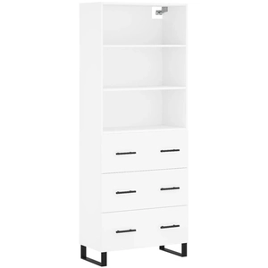 vidaXL Buffet haut Blanc 69,5x34x180 cm Bois d'ingénierie pas cher
