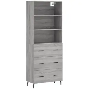 vidaXL Buffet haut Sonoma gris 69,5x34x180 cm Bois d'ingénierie pas cher