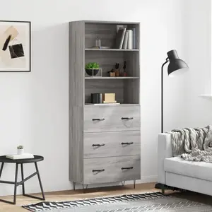 vidaXL Buffet haut Sonoma gris 69,5x34x180 cm Bois d'ingénierie pas cher