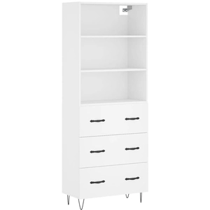 vidaXL Buffet haut Blanc 69,5x34x180 cm Bois d'ingénierie pas cher