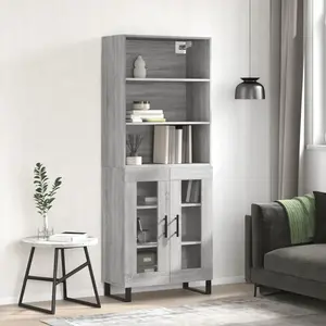 vidaXL Buffet haut Sonoma gris 69,5x34x180 cm Bois d'ingénierie pas cher
