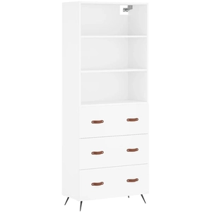 vidaXL Buffet haut Blanc 69,5x34x180 cm Bois d'ingénierie pas cher
