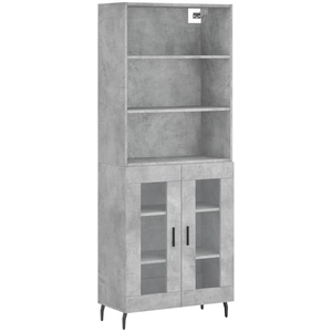 vidaXL Buffet haut Gris béton 69,5x34x180 cm Bois d'ingénierie pas cher