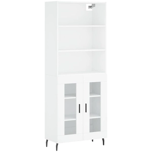 vidaXL Buffet haut Blanc 69,5x34x180 cm Bois d'ingénierie pas cher