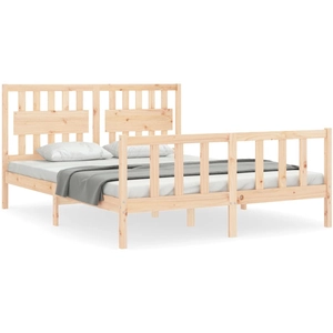 vidaXL Cadre de lit avec tête de lit 160x200 cm bois massif pas cher