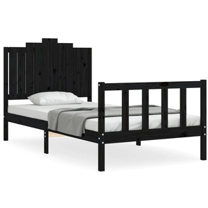 vidaXL Cadre de lit avec tête de lit noir 200x200 cm bois massif pas cher