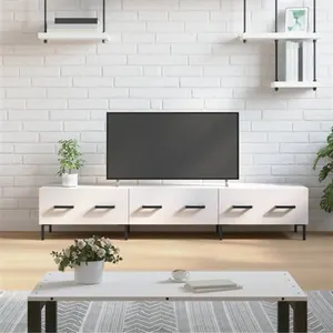 Comparateur de prix : vidaXL Meuble TV blanc brillant 150x36x30 cm bois d'ingénierie