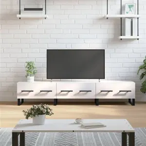 vidaXL Meuble TV blanc brillant 150x36x30 cm bois d'ingénierie pas cher