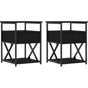 vidaXL Tables de chevet 2 pcs noir 40x42x55 cm bois d’ingénierie pas cher