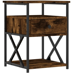 vidaXL Table de chevet chêne fumé 40x42x55 cm bois d'ingénierie pas cher