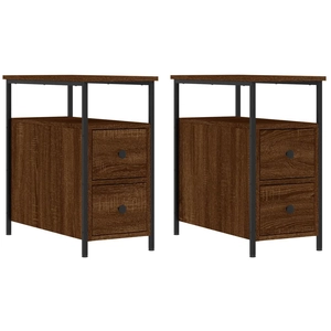 vidaXL Tables de chevet 2pcs chêne marron 30x60x60cm bois d'ingénierie pas cher