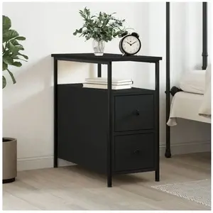 vidaXL Table de chevet noir 30x60x60 cm bois d’ingénierie pas cher