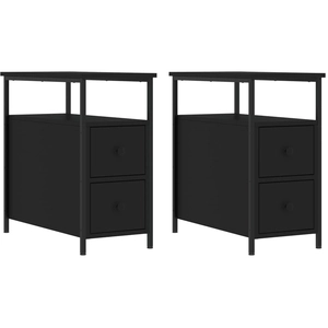 vidaXL Tables de chevet 2 pcs noir 30x60x60 cm bois d’ingénierie pas cher