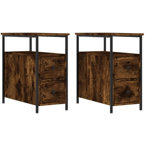 vidaXL Tables de chevet 2 pcs chêne fumé 30x60x60 cm bois d'ingénierie pas cher