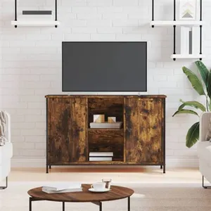 vidaXL Meuble TV chêne fumé 100x35x65 cm bois d'ingénierie pas cher