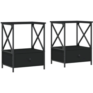 vidaXL Tables de chevet 2 pcs noir 50x41x65 cm bois d’ingénierie pas cher