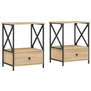 vidaXL Tables de chevet 2 pcs chêne sonoma 50x41x65 cm bois ingénierie pas cher