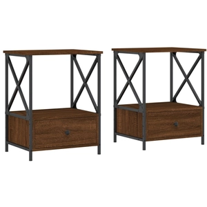 vidaXL Tables de chevet 2 pcs chêne marron 50x41x65 cm bois ingénierie pas cher