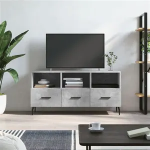 vidaXL Meuble TV gris béton 102x36x50 cm bois d'ingénierie pas cher
