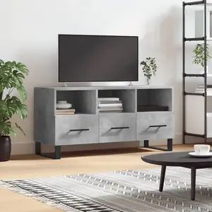 vidaXL Meuble TV gris béton 102x36x50 cm bois d'ingénierie pas cher